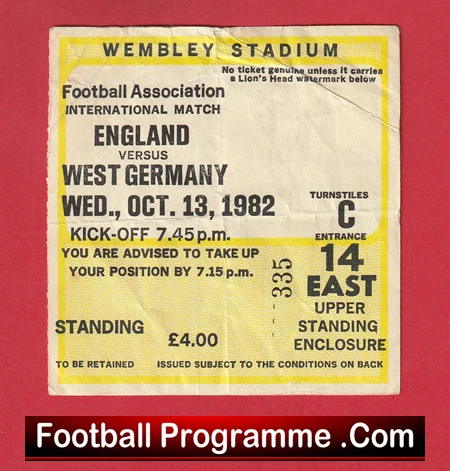 England v Germany 1982 - Football Ticket - Image 2