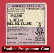 England v Northern Ireland 1982 – Football Ticket