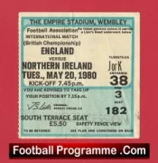 England v Northern Ireland 1980 – Football Ticket