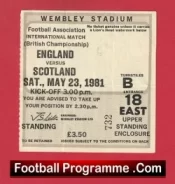 England v Scotland 1981 – Football Ticket