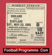 England v Scotland 1981 – Football Ticket