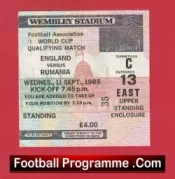 England v Rumania 1985 – Football Ticket