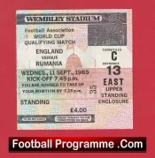 England v Rumania 1985 – Football Ticket