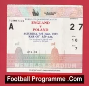 England v Poland 1989 – Football Ticket