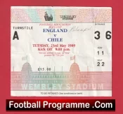 England v Chile 1989 – Football Ticket