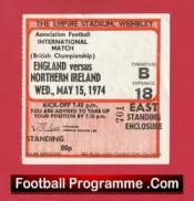 England v Northern Ireland 1974 – Football Ticket