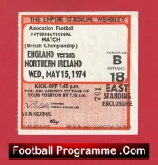 England v Northern Ireland 1974 – Football Ticket