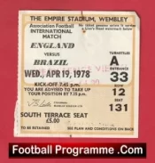 England v Brazil 1978 – Football Ticket