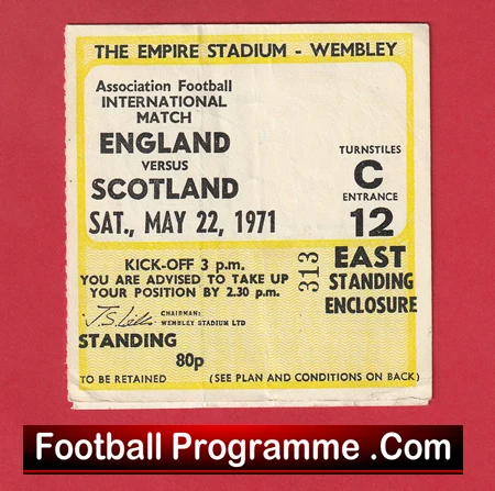 England v Scotland 1971 - Football Ticket - Image 2