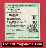 England v Luxembourg 1977 – Football Ticket