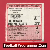 England v Northern Ireland 1979 – Football Ticket