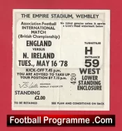 England v Northern Ireland 1978 – Football Ticket
