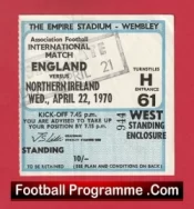 England v Northern Ireland 1970 – Football Ticket