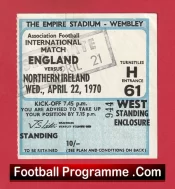 England v Northern Ireland 1970 – Football Ticket