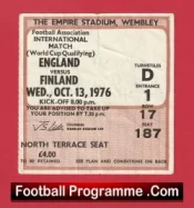 England v Finland 1976 – Football Ticket
