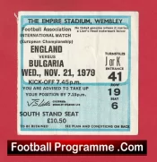 England v Bulgaria 1979 – Football Ticket