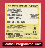 England v Yugoslavia 1972 – Football Ticket