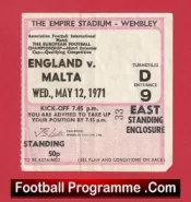 England v Malta 1971 – Football Ticket