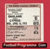 England v Cyprus 1975 – Football Ticket