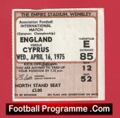 England v Cyprus 1975 – Football Ticket