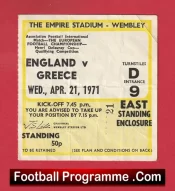 England v Greece 1971 – Football Ticket