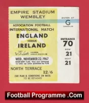 England v Ireland 1967 – Football Ticket