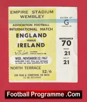England v Ireland 1967 – Football Ticket