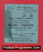England v Yugoslavia 1960 – Football Ticket