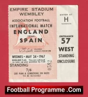 England v Spain 1967 – Football Ticket
