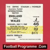 England v Wales 1969 – Football Ticket