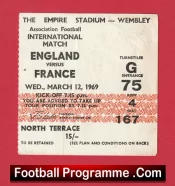 England v France 1969 – Football Ticket