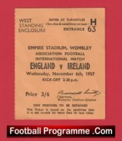 England v Northern Ireland 1957 – Football Match Ticket Duncan Edwards