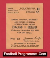 England v Northern Ireland 1957 – Football Match Ticket Duncan Edwards