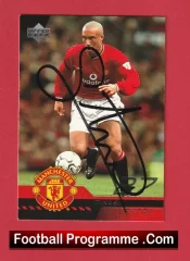 Manchester United Mikael Silvestre Autograph Signed Football Card Man Utd