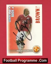 Manchester United Wes Brown Autograph Signed Football Card Man Utd