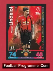 Manchester United Victor Lindelof Autograph Signed Football Card Man Utd