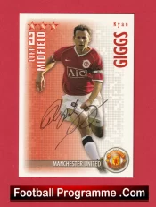 Manchester United Ryan Giggs Autograph Signed Football Card Man Utd
