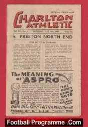 Charlton Athletic v Preston 1947 – 1940s Old Football Programme