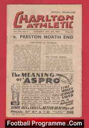 Charlton Athletic v Preston 1947 – 1940s Old Football Programme