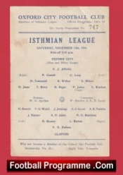 Oxford City v Clapton 1945 – Single Sheet 1940s