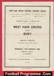 West Ham United v Bury 1956 – Upton Park 1950s