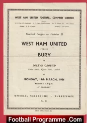West Ham United v Bury 1956 – Upton Park 1950s