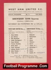 West Ham United v Shrewsbury Town 1963 – Reserves Match