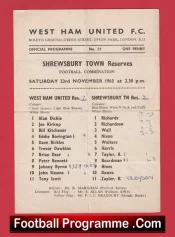 West Ham United v Shrewsbury Town 1963 – Reserves Match