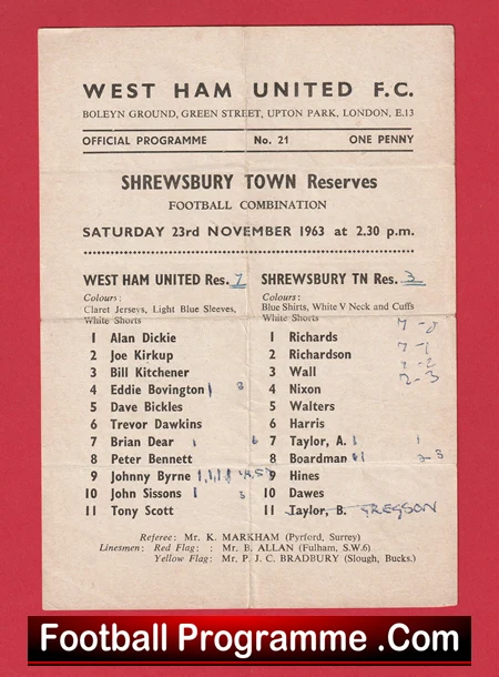 West Ham United v Shrewsbury Town 1963 - Reserves Match - Image 2