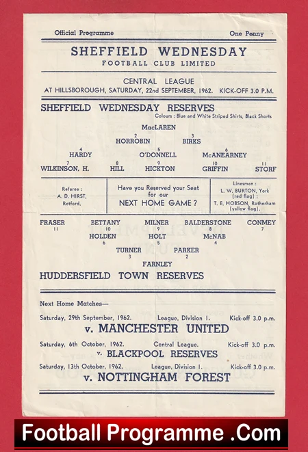 Sheffield Wednesday v Huddersfield Town 1962 - Reserves Match - Image 2