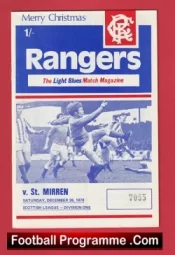 Glasgow Rangers v St Mirren 1970 – Scottish Football Programme