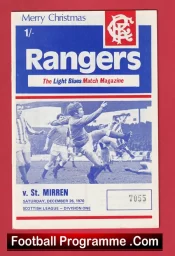 Glasgow Rangers v St Mirren 1970 – Scottish Football Programme