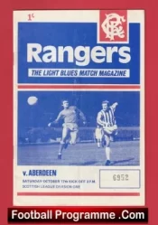 Glasgow Rangers v Aberdeen 1970 – Scottish Football Programme