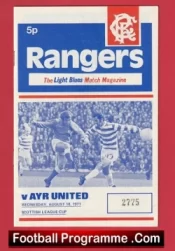Glasgow Rangers v Ayr United 1971 – Scottish Football Programme